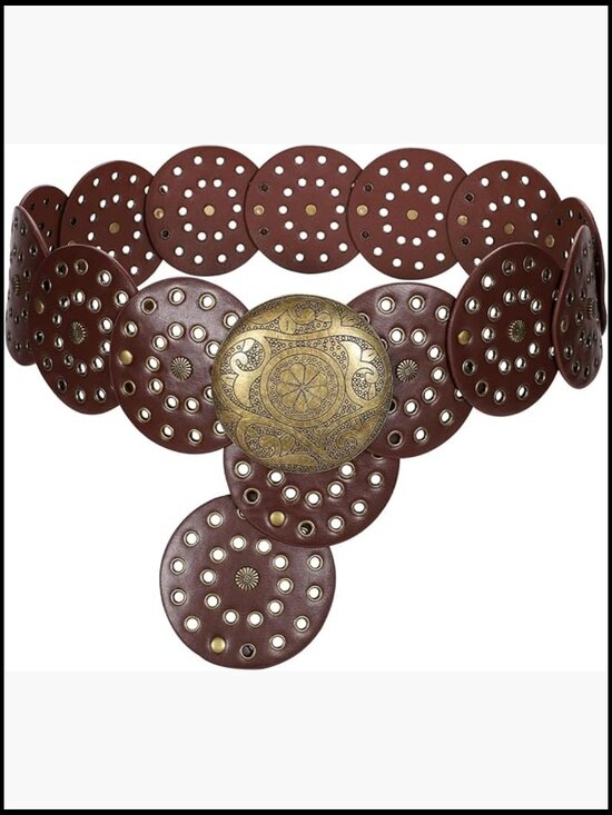 Vintage PU Leather Western Disc Buckle Waist Belt Boho main image 4